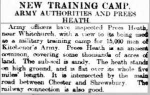 Setting Up Prees Camp - Chester Observer 5th December 1914